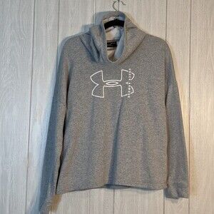 Under Armour Gray /White Loose Fit Cowl Neck Hoodie EUC SZ L